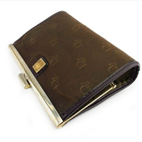 DIOR Pouch logo pattern canvas x leather Authentic USED - Picture 5 of 11